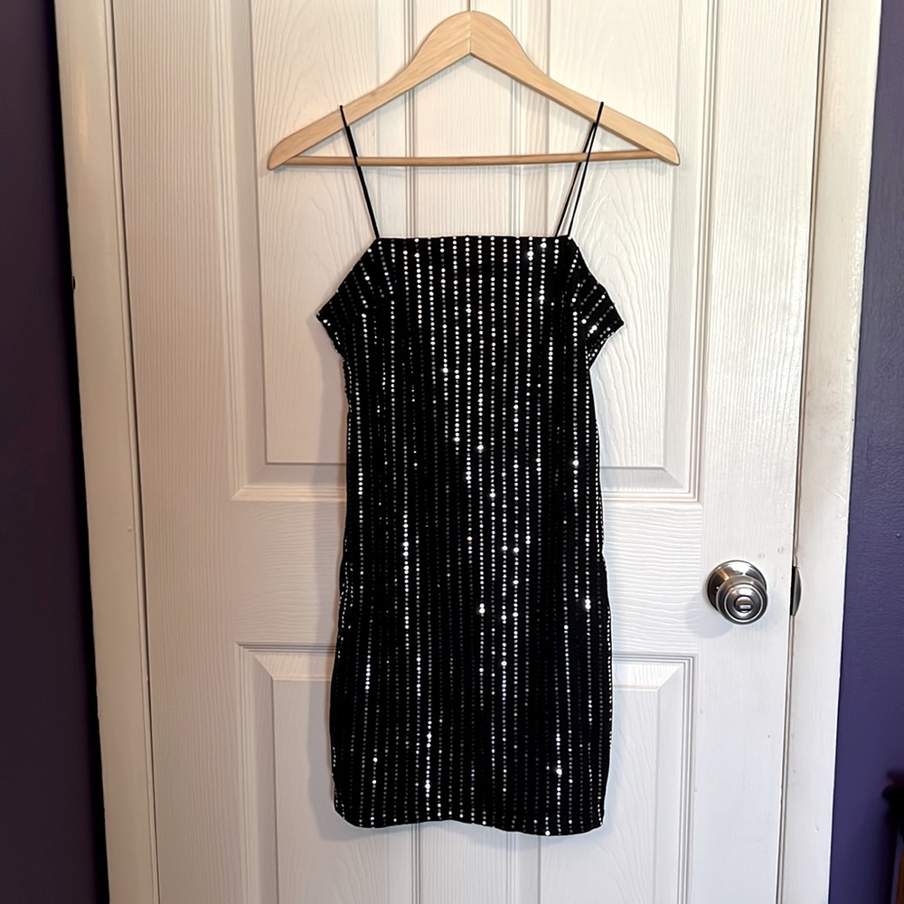 NWT Forever 21 sequin, sparkle, black, bodycon dress